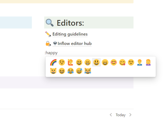 screenshot of Notion page using the emoji shortcut