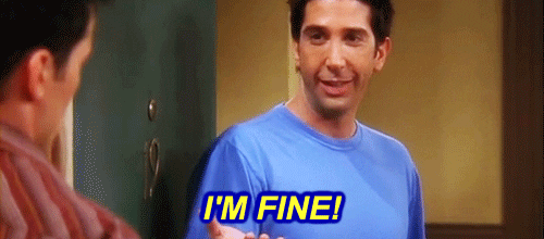 David schwimmer GIF, from Friends, saying he's fine