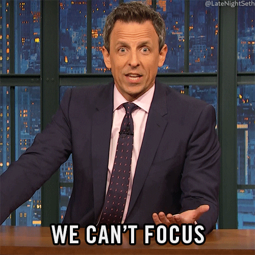 Seth Meyers Lol GIF by Late Night with Seth Meyers. We can't focus.