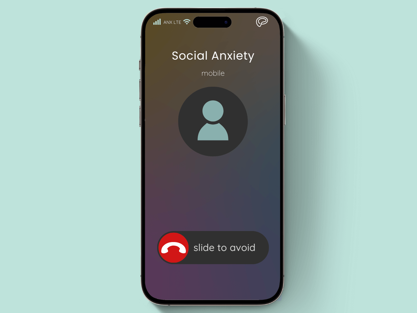 Avoiding incoming phone call on an iphone. Phone shows social anxiety is calling from mobile and the swipe option is Avoid instead of Answer