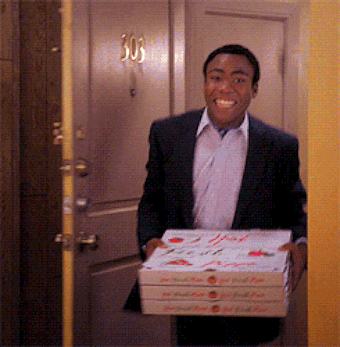 walking into chaos, Donald Glover Pizza GIF