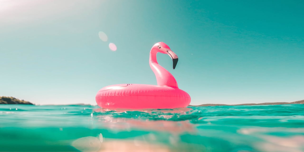 beach items sitting on the sand, like flip flops, sunglasses, a hat, and towel. Written in the sand: ADHD