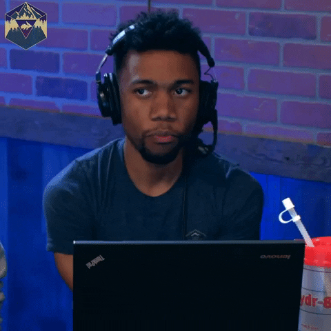 Hyper RPG reaction GIF. saying, sorry what?