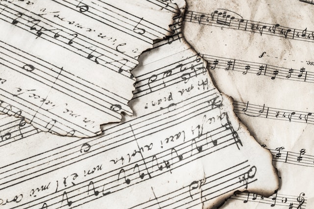 old sheets of musical notes