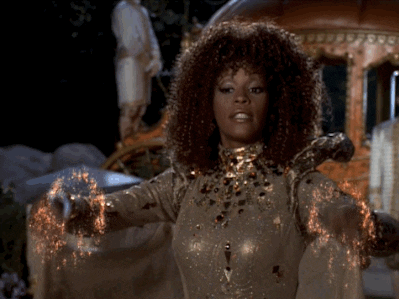 Whitney Houston Cinderella GIF sprinkling fairy dust for motivation